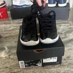 Jordan Little Kids Black and White Patent Leather Sneakers